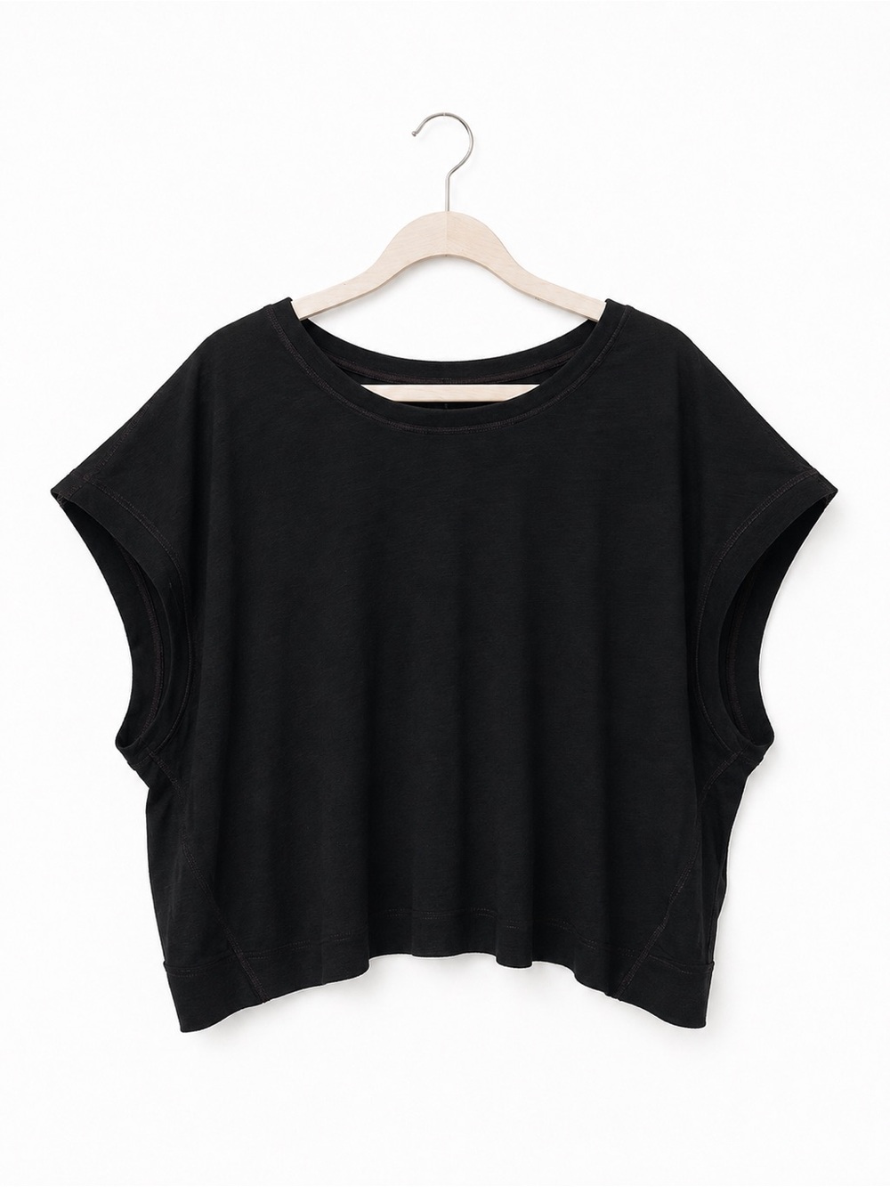 Black Open Back Cross Strap Dolman Top Size M Soft Stretch Athleisure Yoga